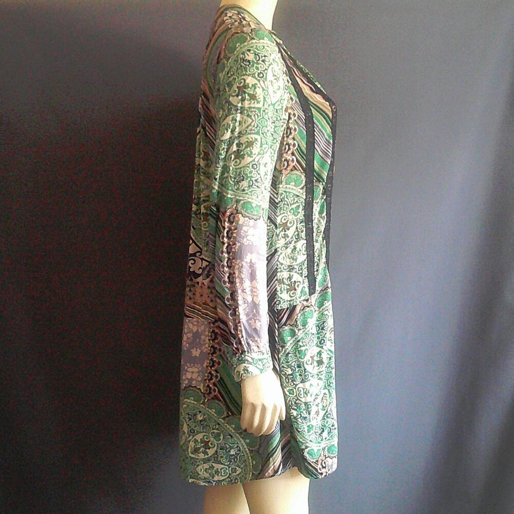 Tiny Anthropologie Drop Waist Pintucked Rayon Caviana Paisley Mini Dress Sm - Picture 8 of 14